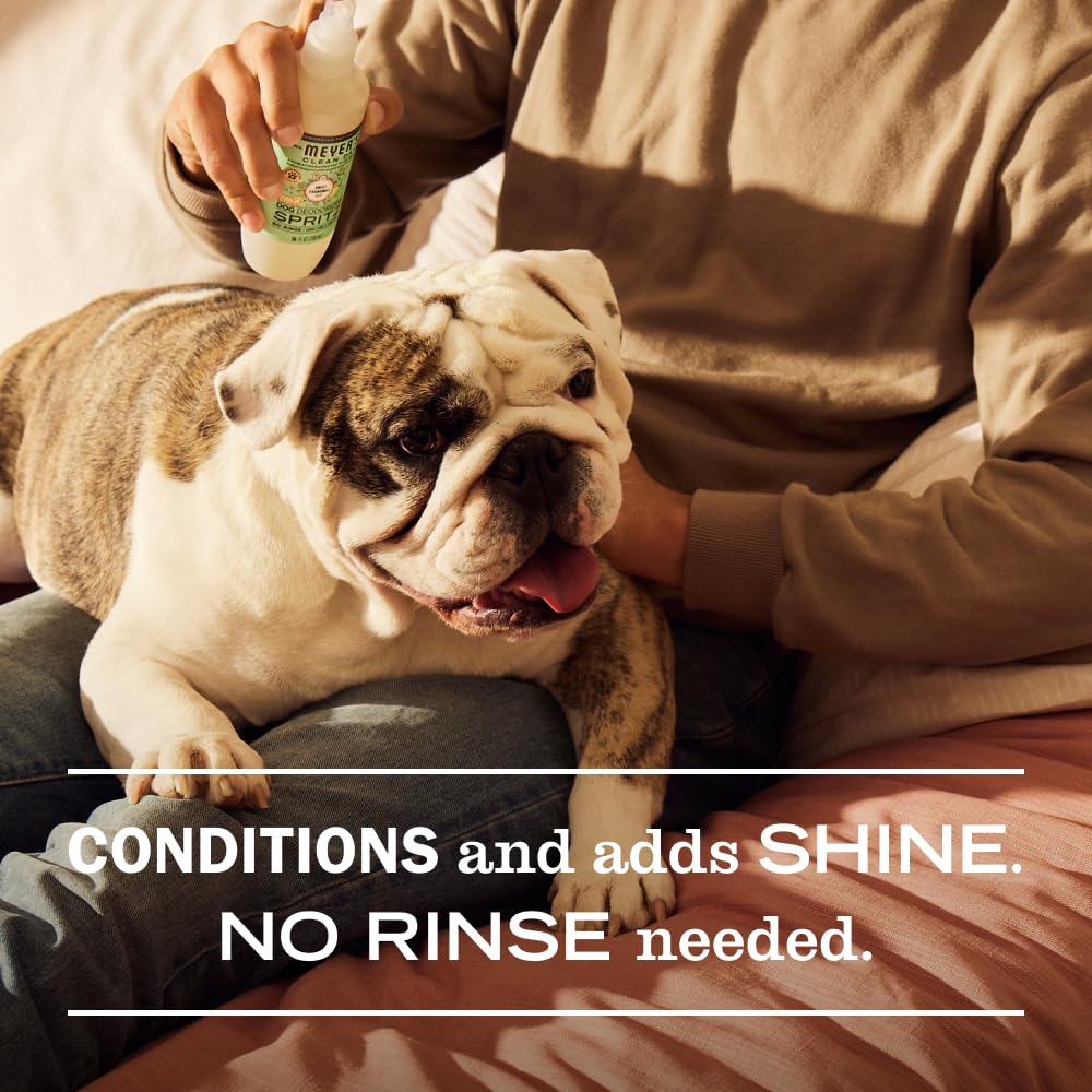 Mrs. Meyer's Dog Deodorizing Spray label with ingredients and cruelty-free promise