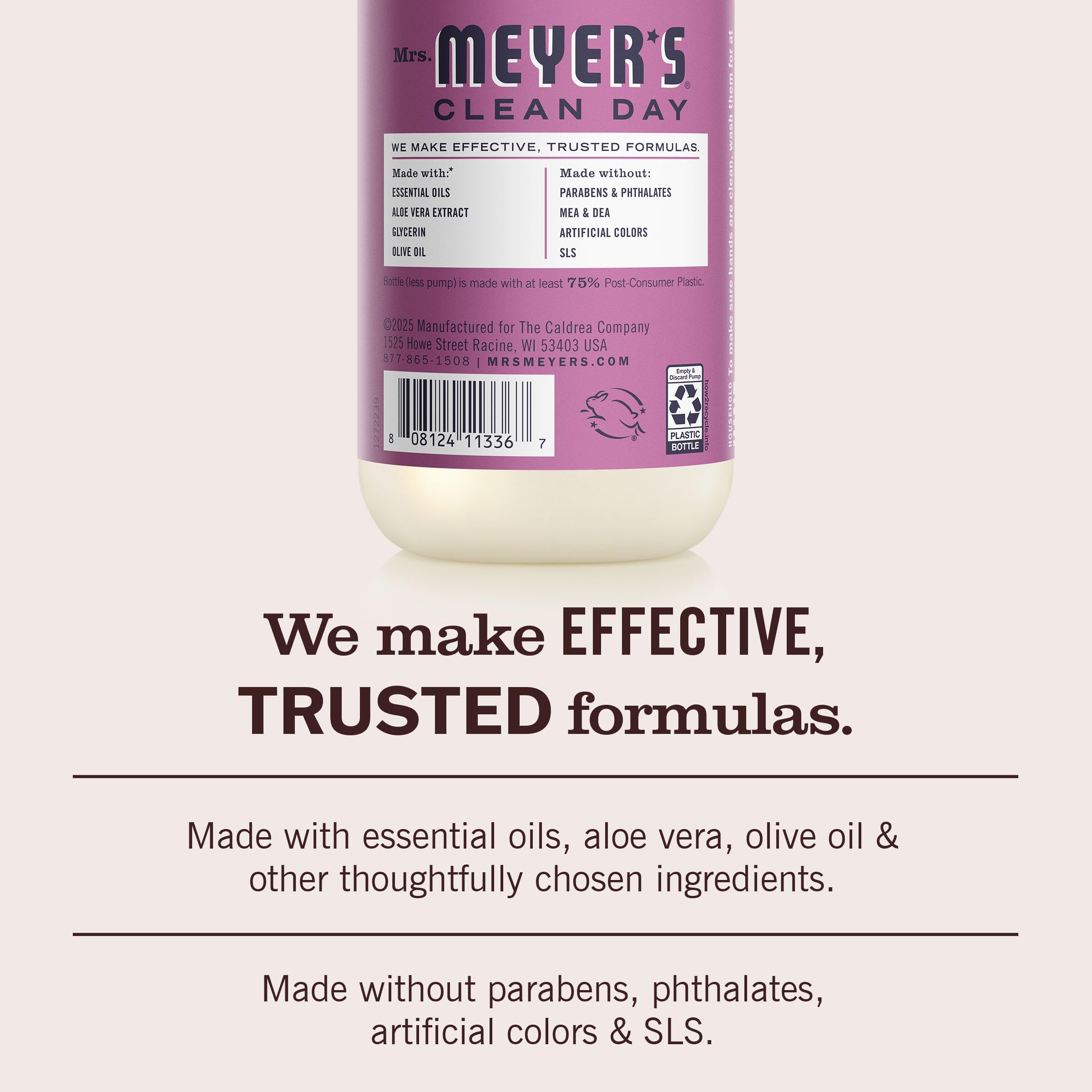 Cruelty-free Plum Berry label on Mrs. Meyer's soap
