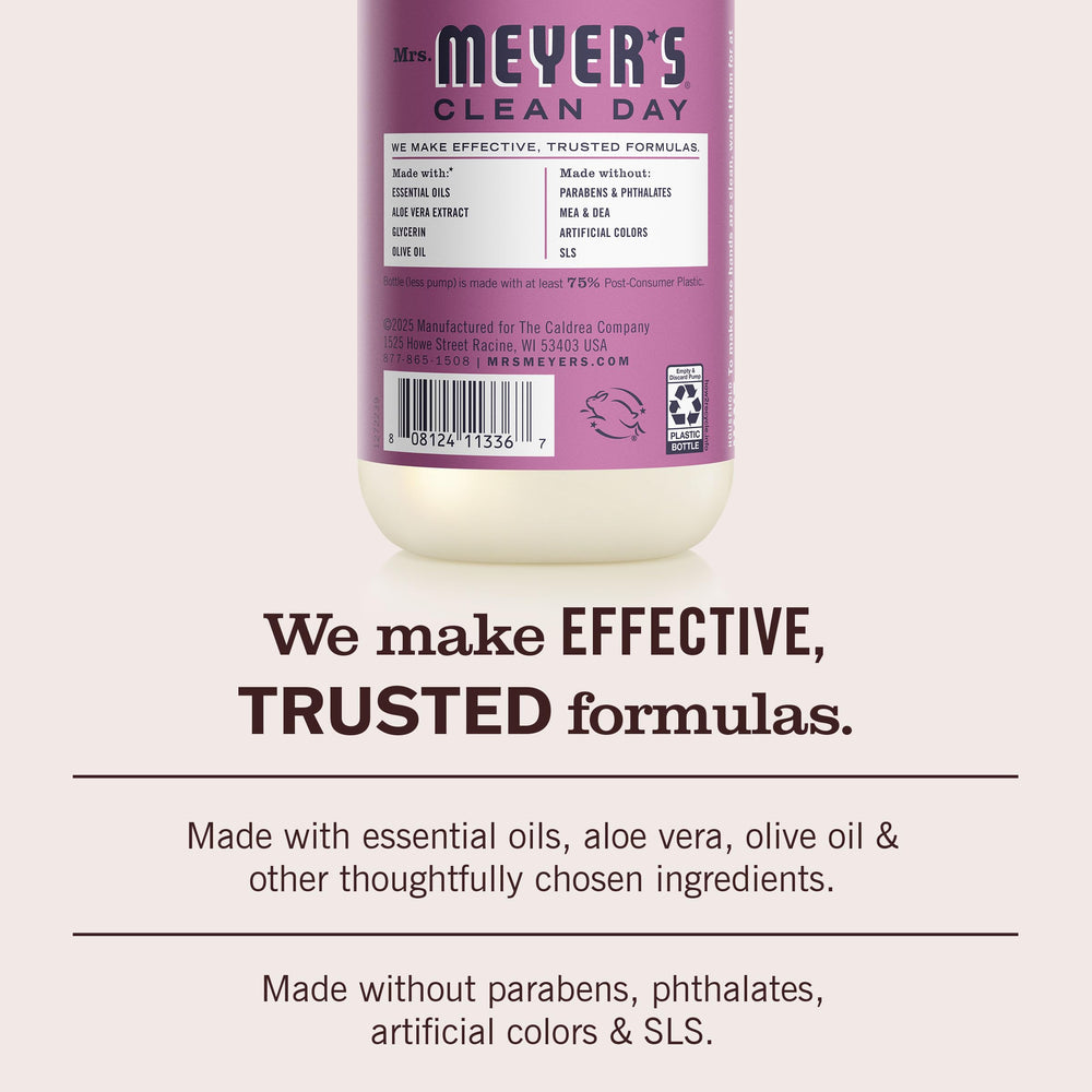 Cruelty-free Plum Berry label on Mrs. Meyer's soap