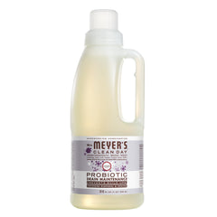 Mrs. Meyer's Probiotic Drain Maintenance Lavender bottle pour demonstrates proactive drain care.
