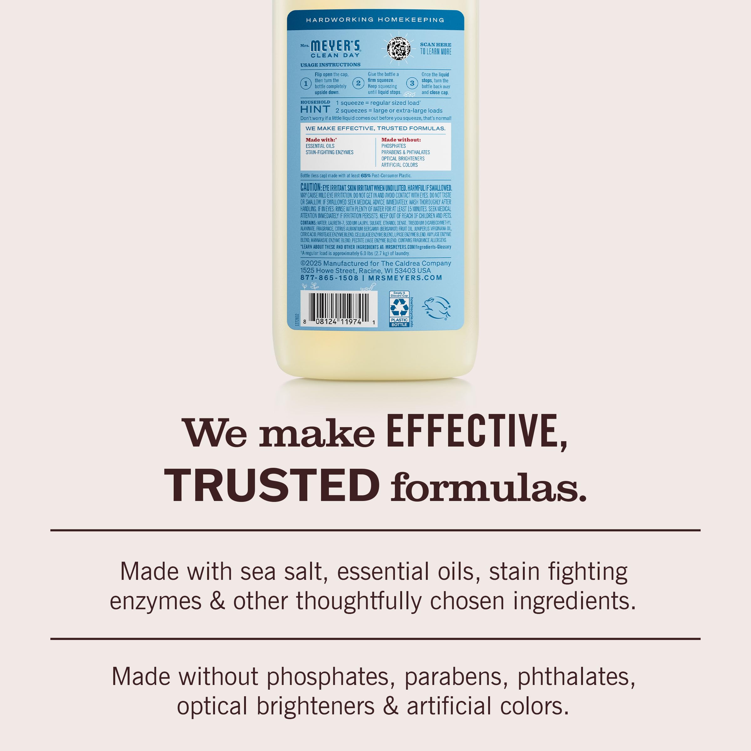 Rain Water scent label on Mrs. Meyer's bottle evokes garden freshness.
