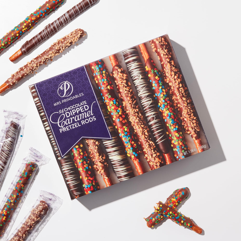 Mrs Prindables dark chocolate with white drizzle adds festive flair.