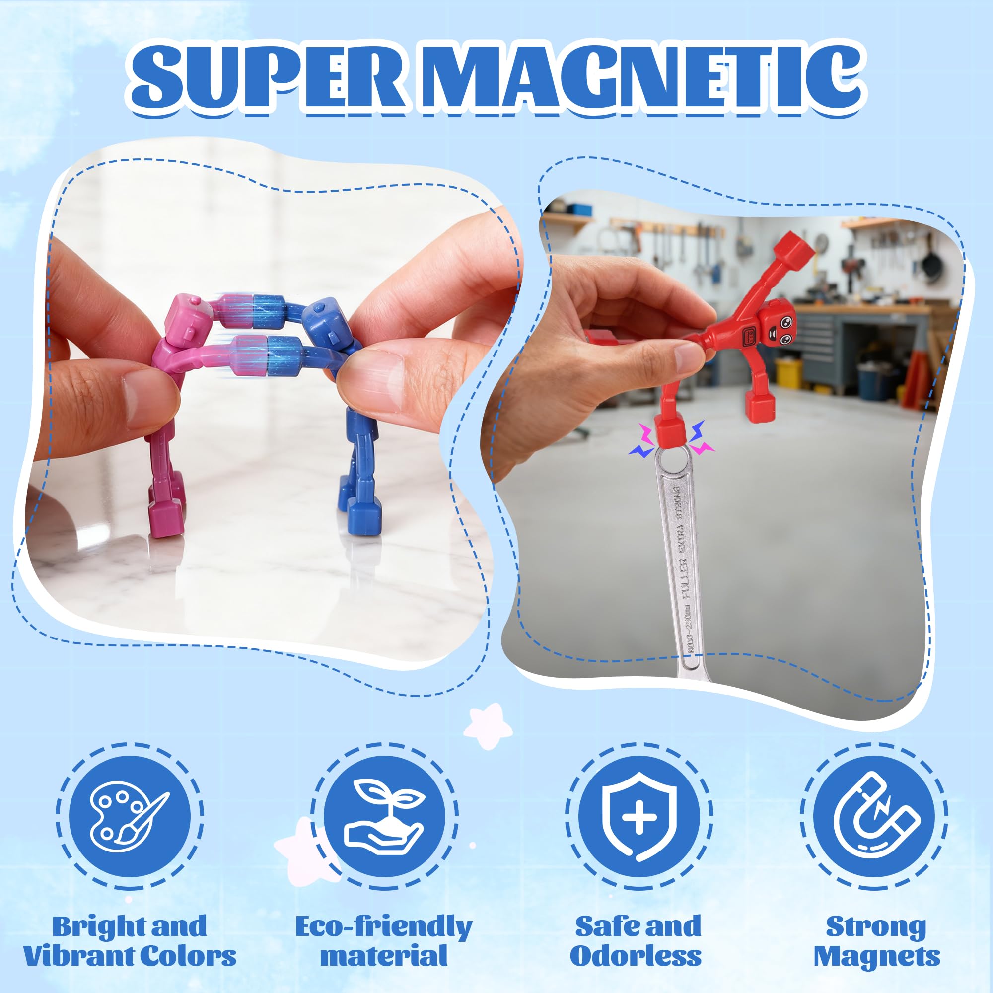 Mruikeny desk and fridge-friendly robot magnets suitable for focus moments.