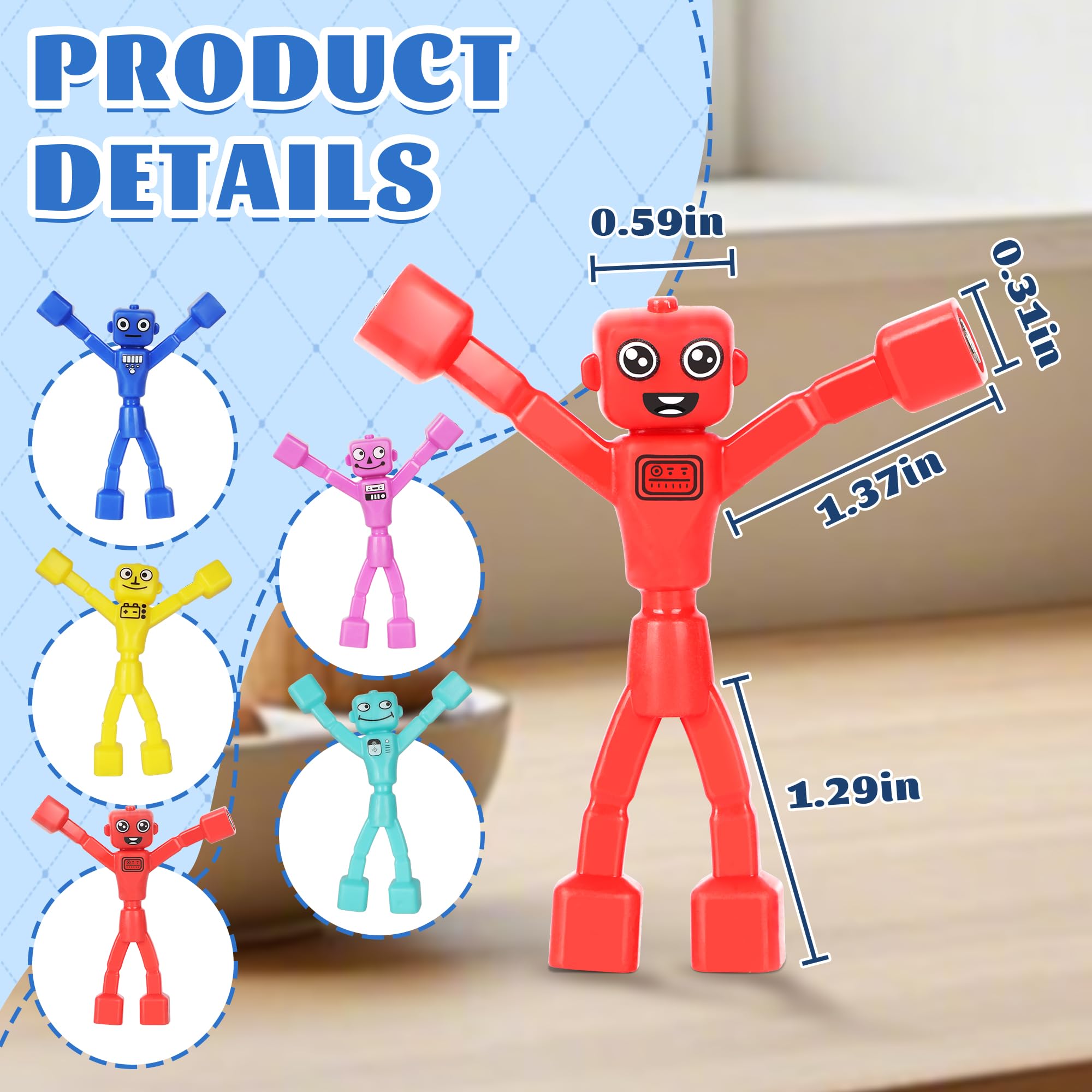 Mruikeny robot men with magnet-wrapped hands and feet for secure connections during building.