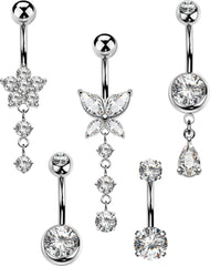 MS CUTE flower-dangle belly ring adds daily shine for outfits.
