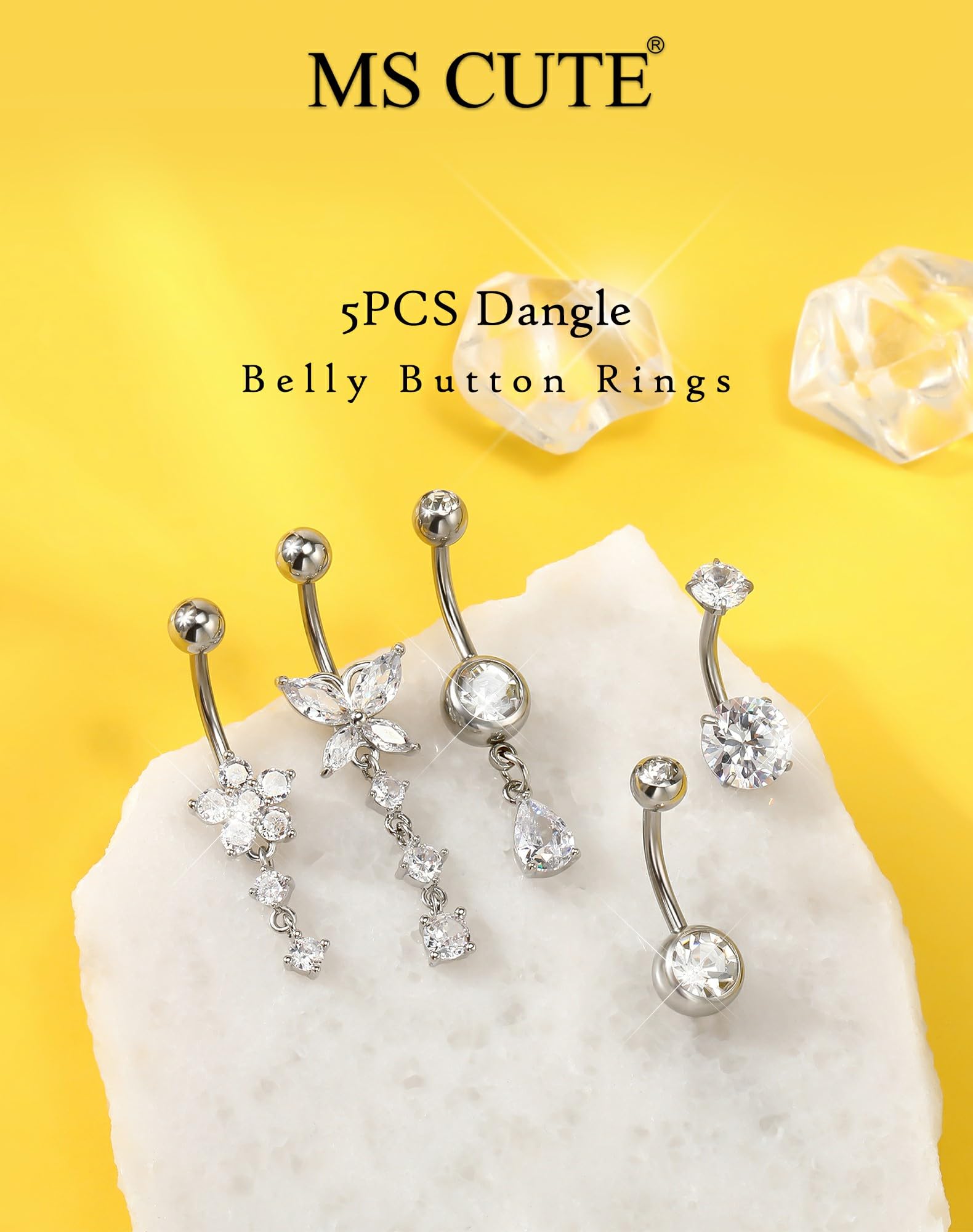 MS CUTE screw-top ball belly ring stays secure during activities.