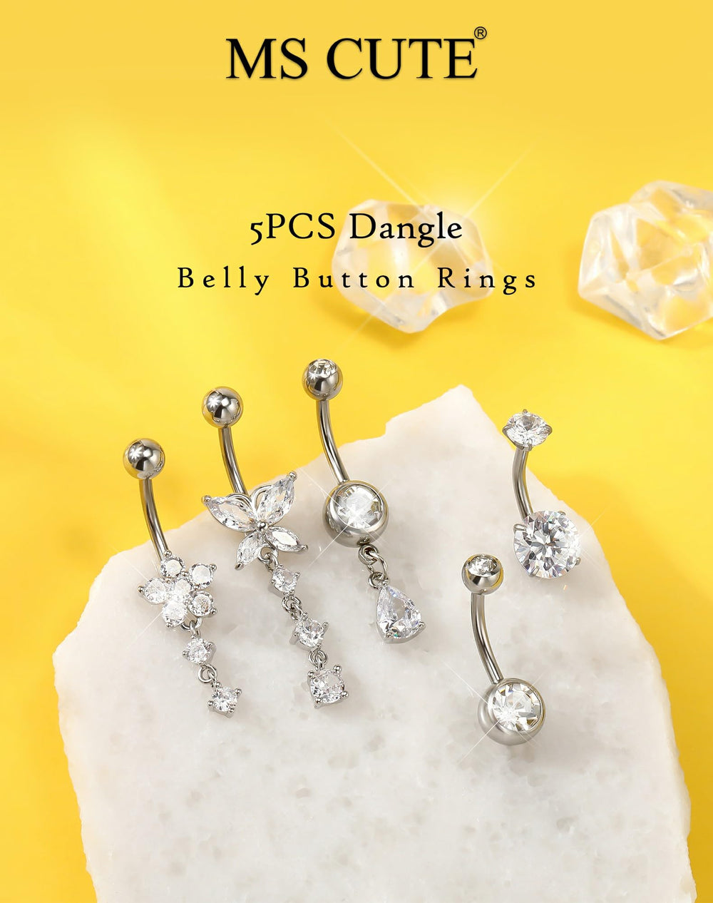 MS CUTE screw-top ball belly ring stays secure during activities.