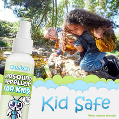 Ms. Pixie's Mosquito Repellent on an outdoor patio warding off mosquitoes.