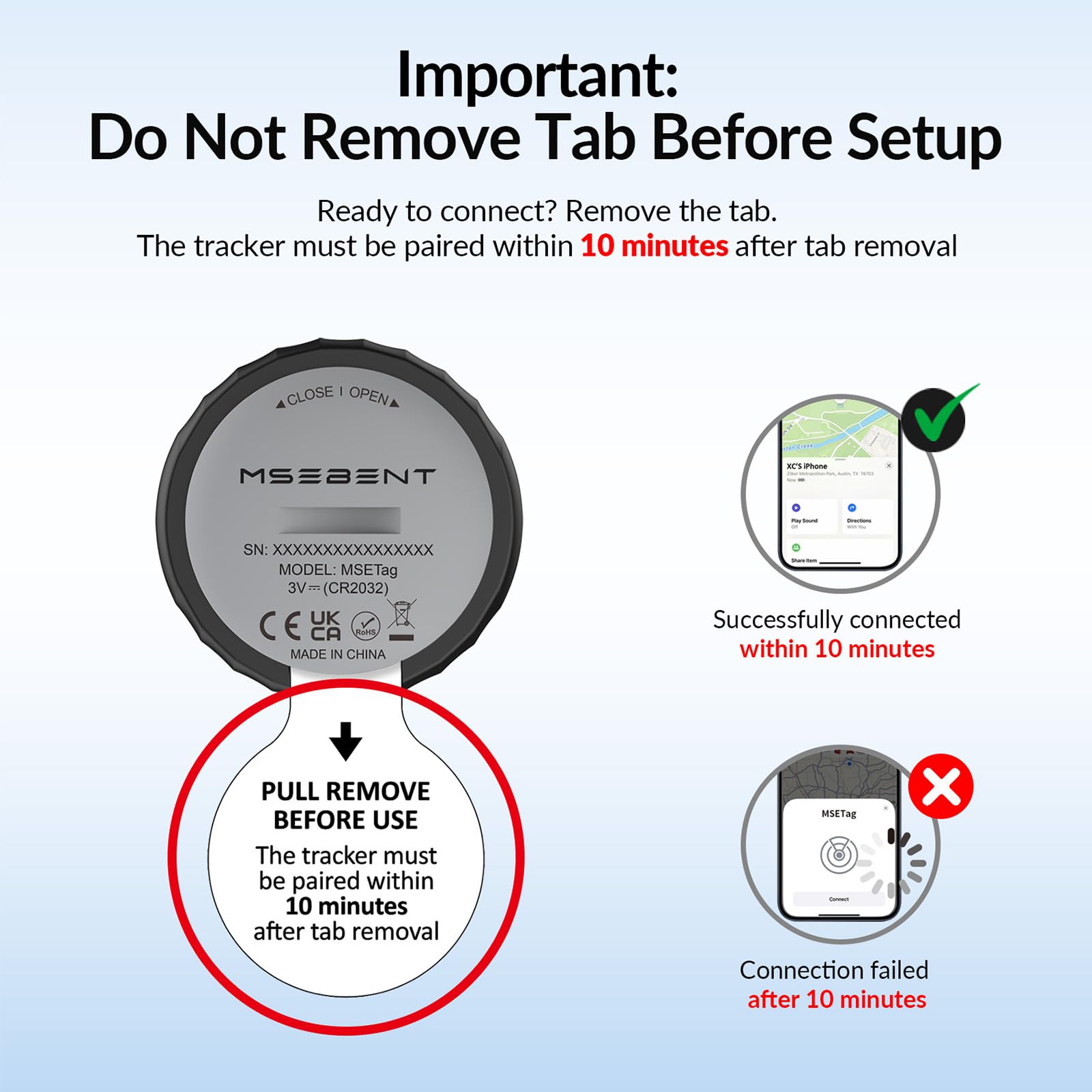 MSEBENT tracker tag IP67 waterproof for luggage and keys in any weather