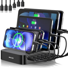 MSTJRY charging station front view with 6 ports for organized charging