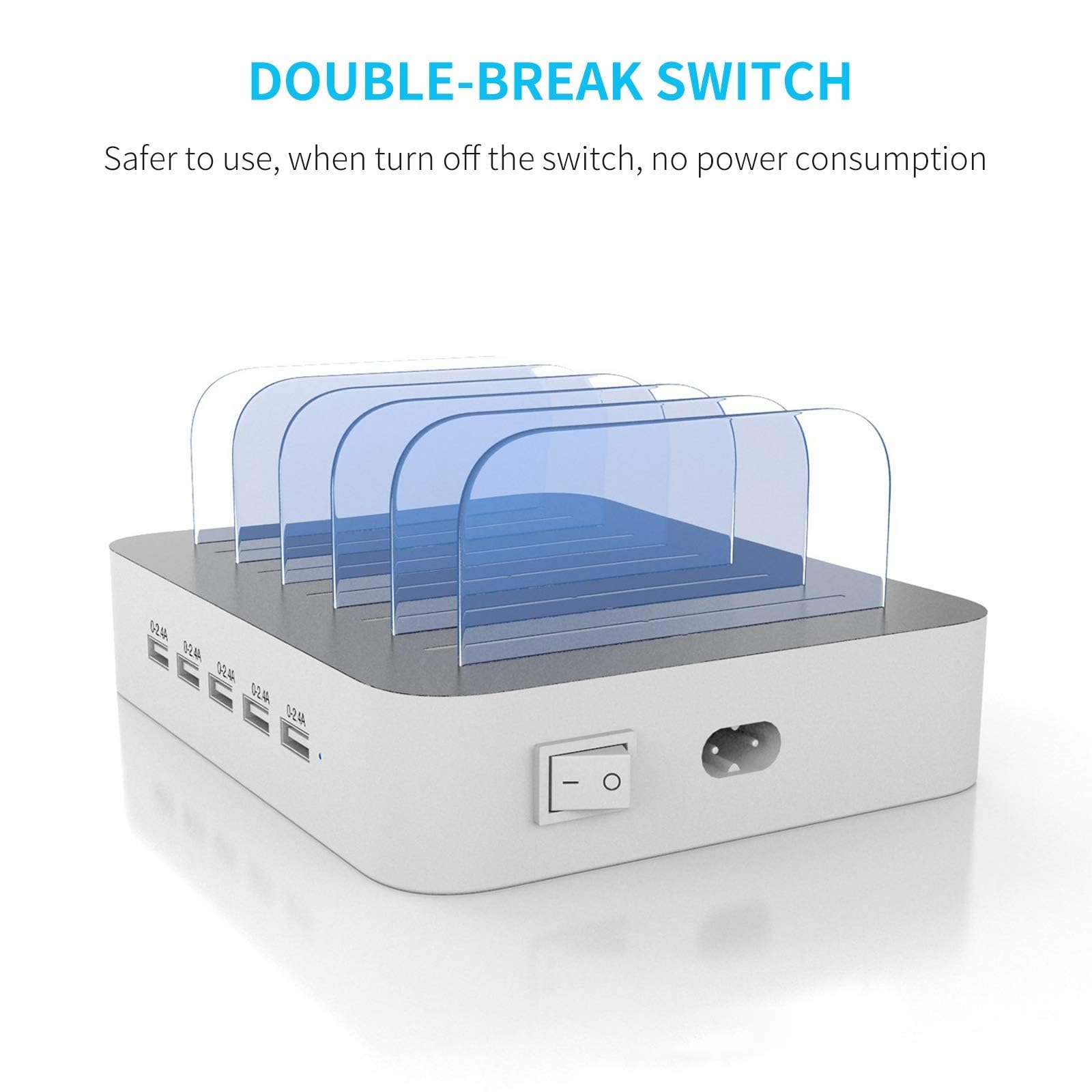 MSTJRY charging dock includes seven cables for Apple and Android devices.