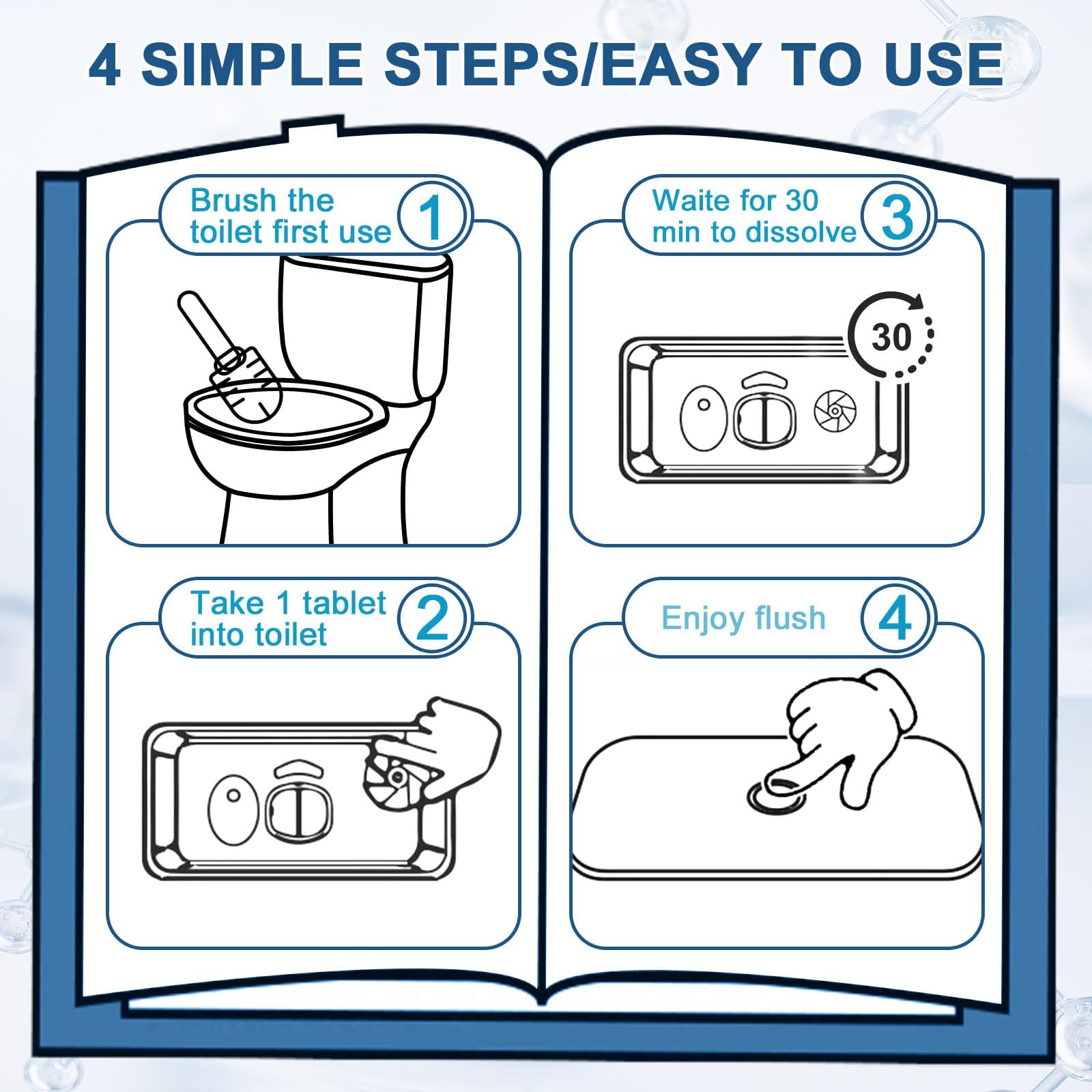 Msvvko toilet tablet releasing blue solution to deodorize and prevent stains