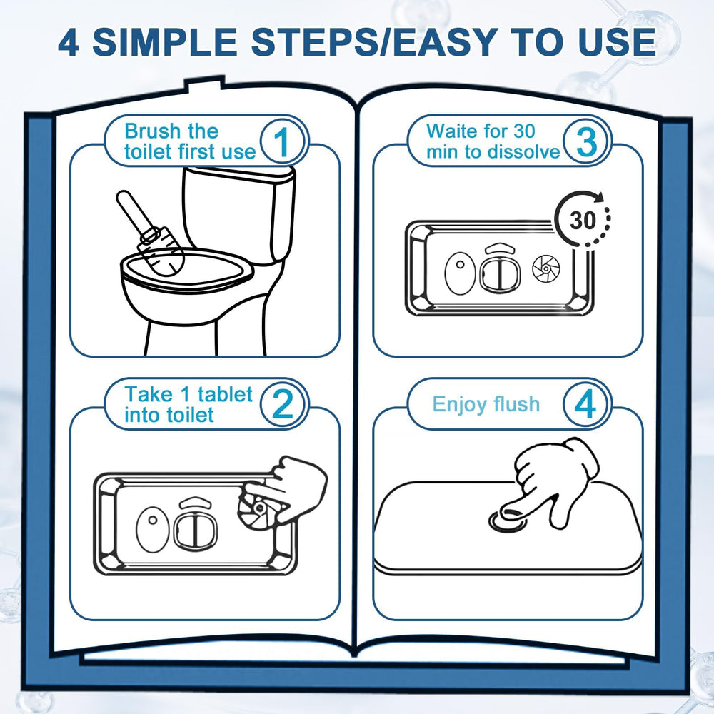 Msvvko toilet tablet releasing blue solution to deodorize and prevent stains