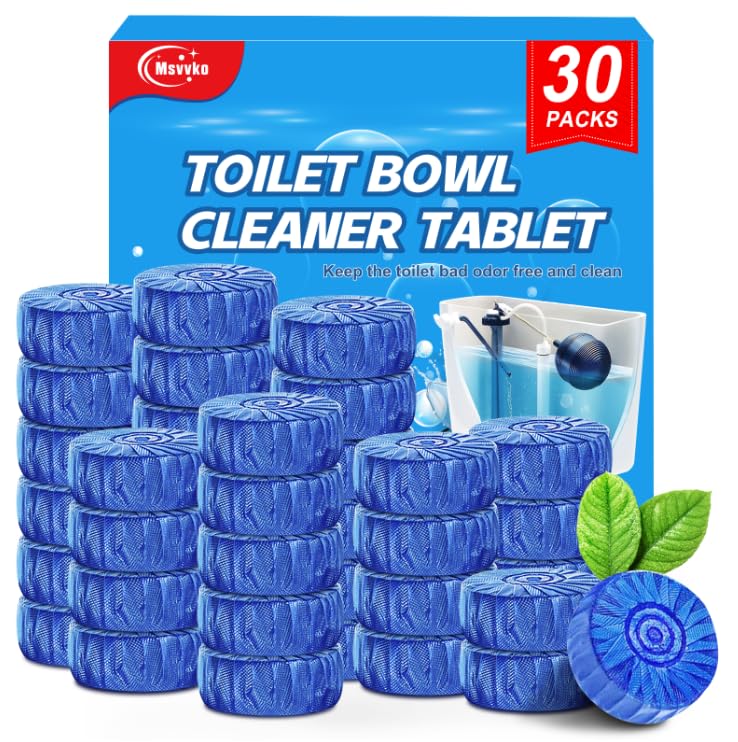 Msvvko blue toilet cleaner tablet in tank releasing cleaner with every flush for stain prevention