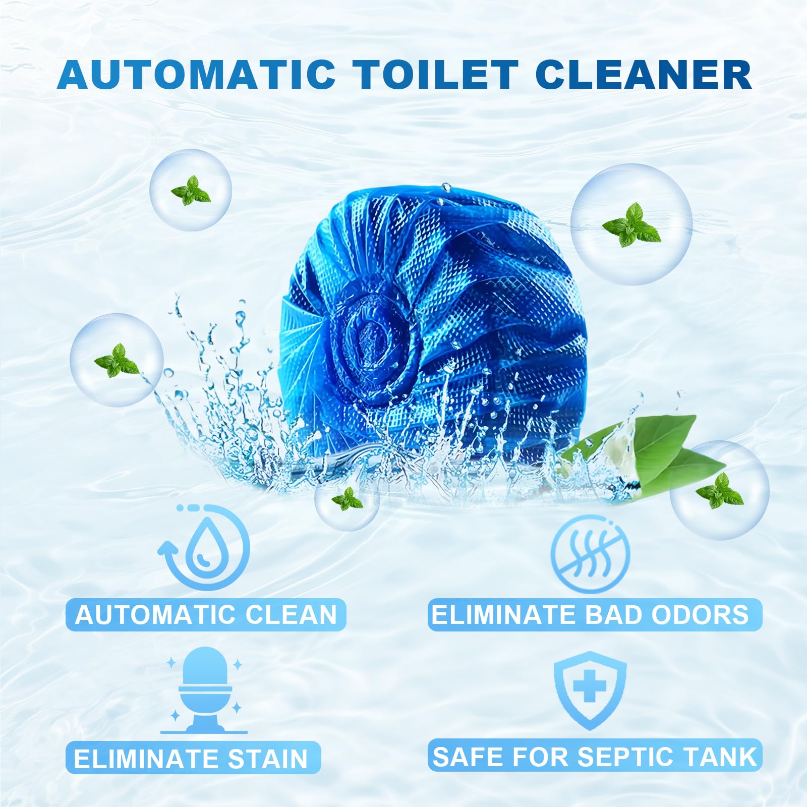 Msvvko toilet tabs dissolving-action illustrate steady release for continuous cleanliness.