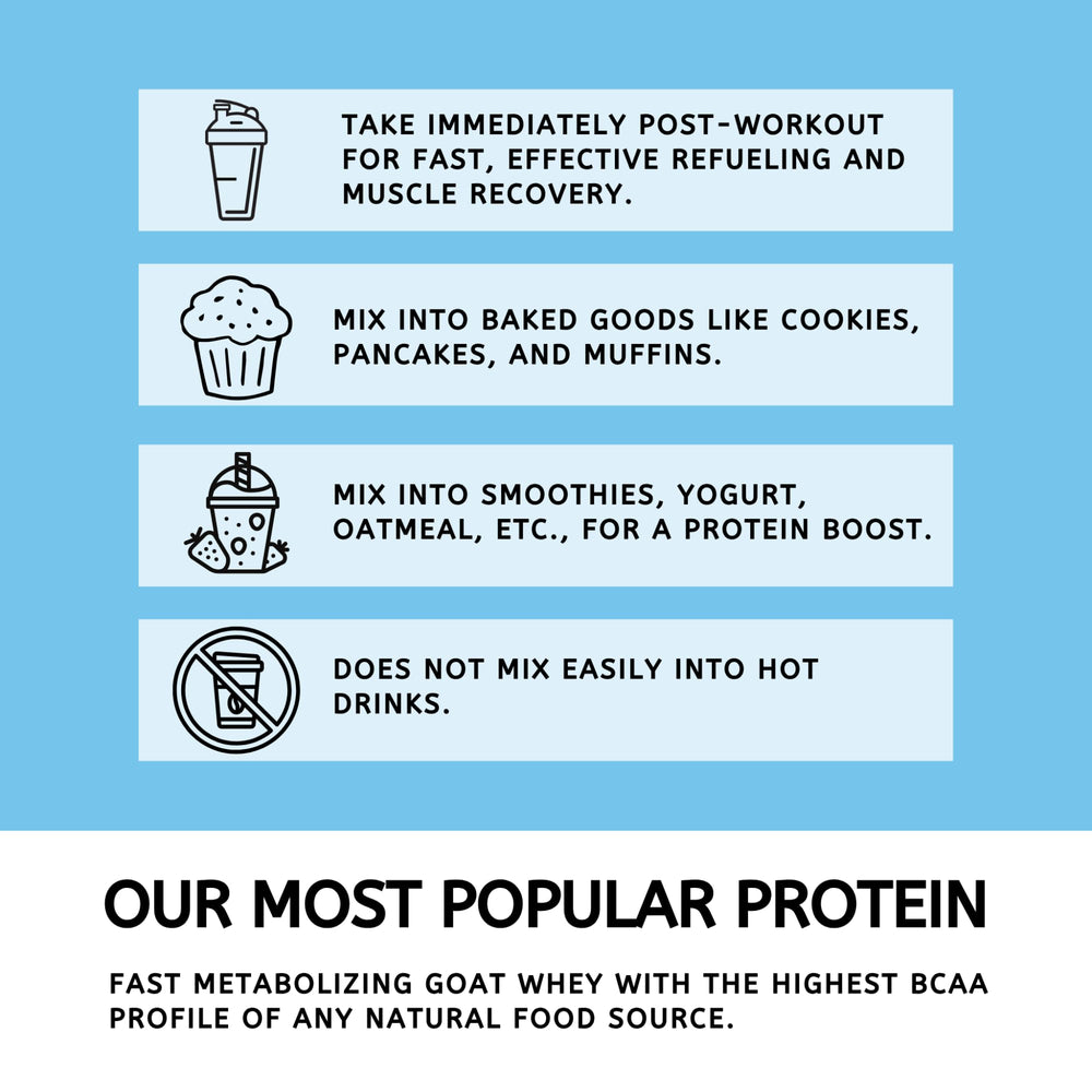 Mt. Capra Clean Whey gluten-free and non-GMO seal on packaging for clean nutrition.