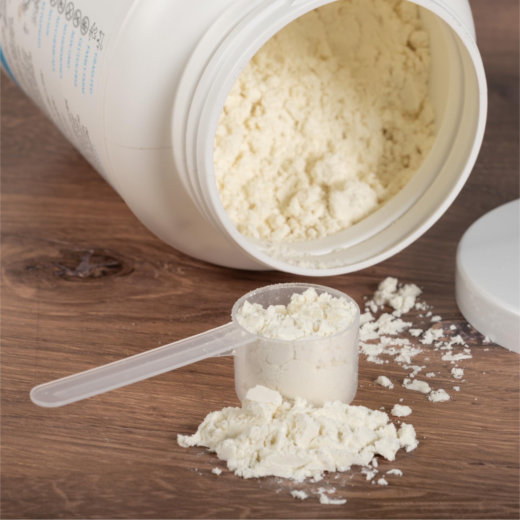 Mt. Capra Clean Whey serving size label indicating 15 servings per container.
