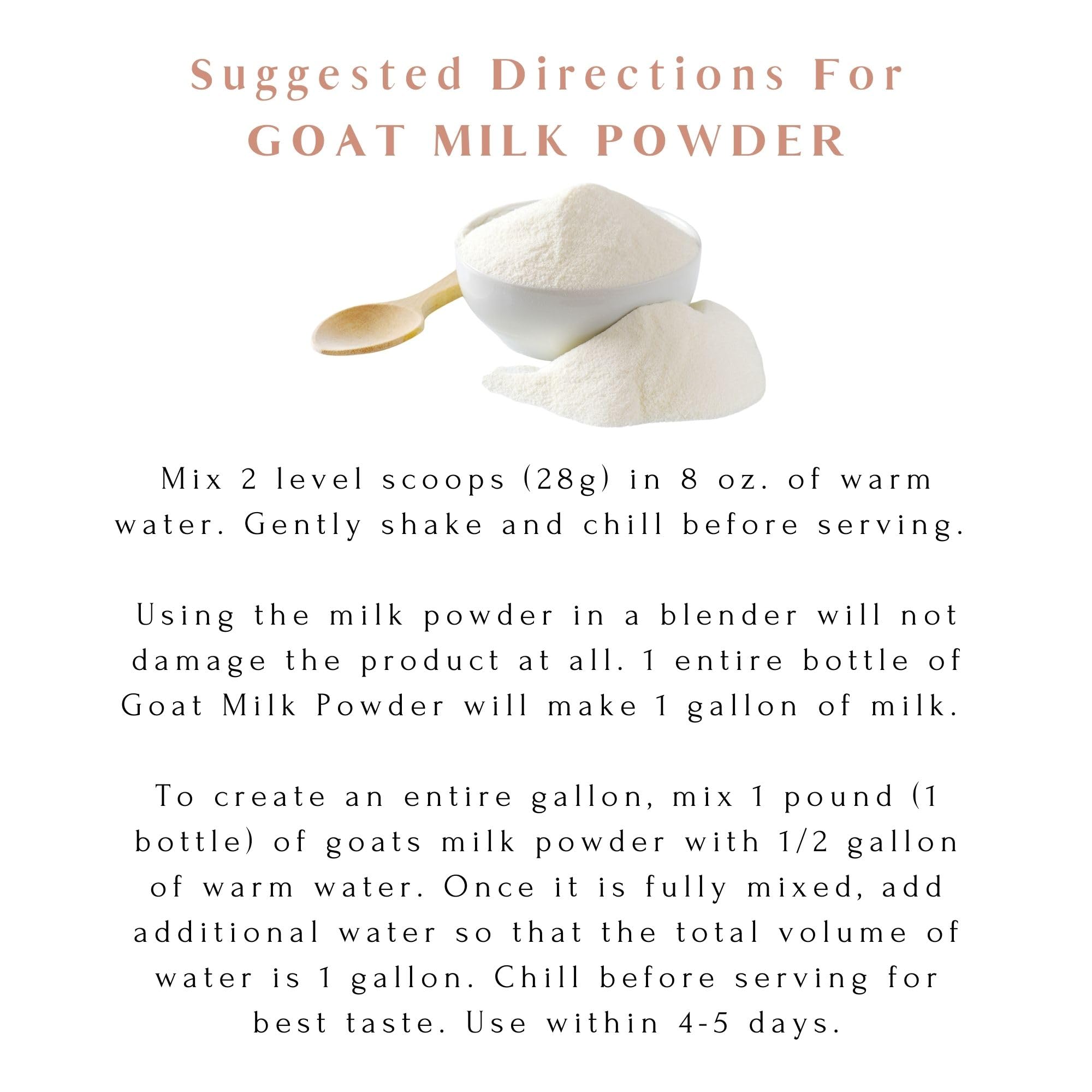 Mt Capra Goat Milk Powder cup ready for daily use.