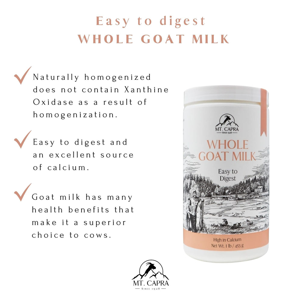 Mt Capra Goat Milk Powder scoop for precise warm-water prep.