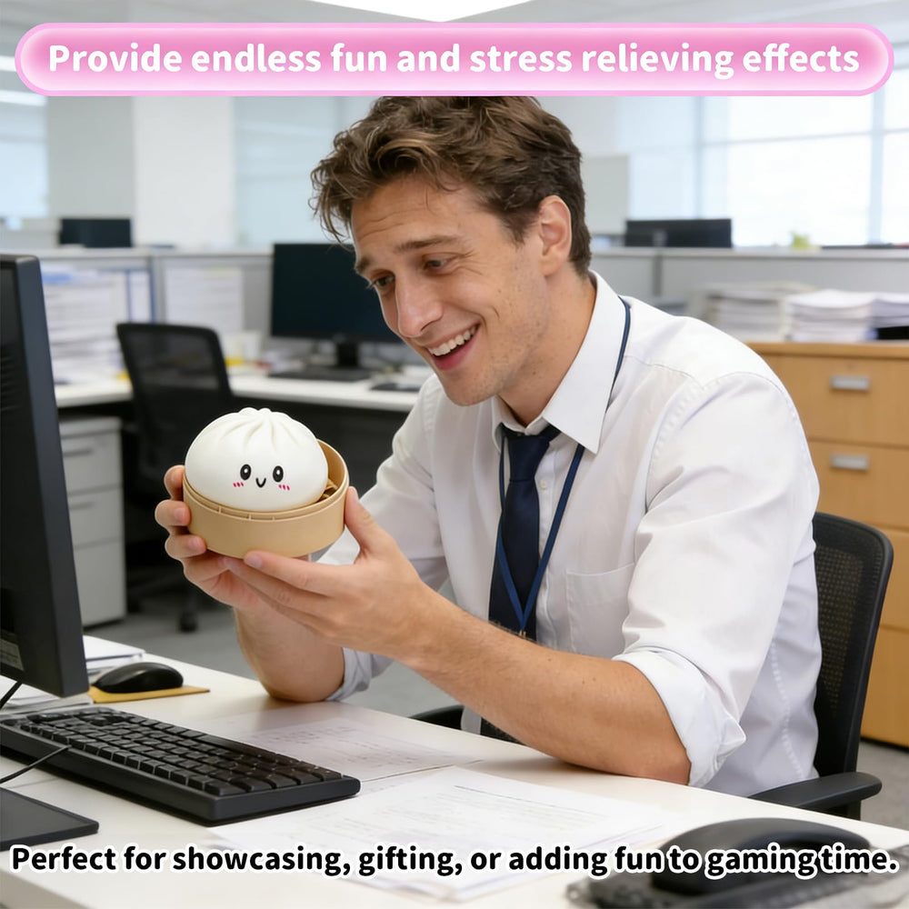 mtlsttbd dumpling squishy toy white desk scene showing practical stress relief