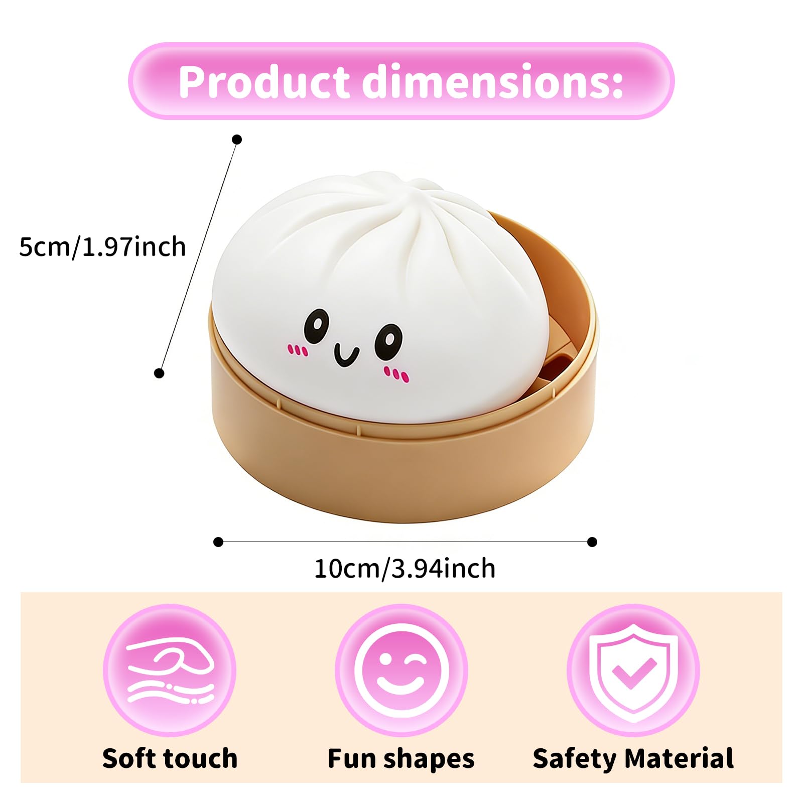 mtlsttbd dumpling squishy toy white packaging image highlighting gift ready fun
