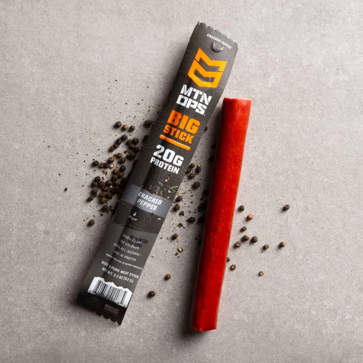 MTN OPS Big Stick 20g protein nutrition panel highlights value.
