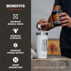 MTN OPS creatine packaging close up highlighting clean additive free formula