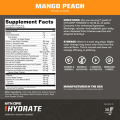 MTN OPS Hydrate dissolving in water creates a refreshing mango peach drink