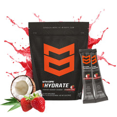 On-the-go MTN OPS Hydrate packs for convenient electrolyte hydration during workouts.
