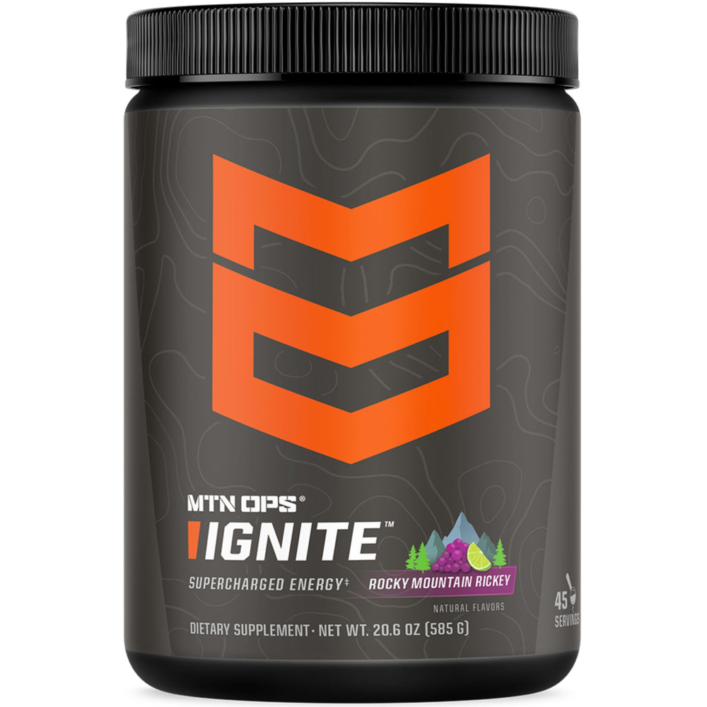 MTN OPS Ignite energy powder with scoop ready to mix for quick energy