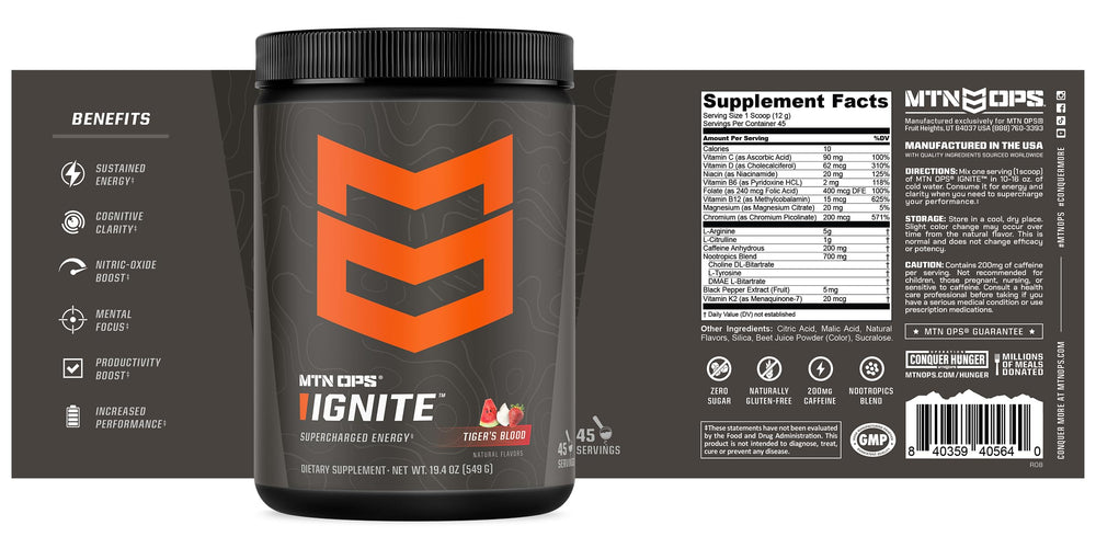 MTN OPS Ignite tiger's blood flavor tasting a refreshing drink