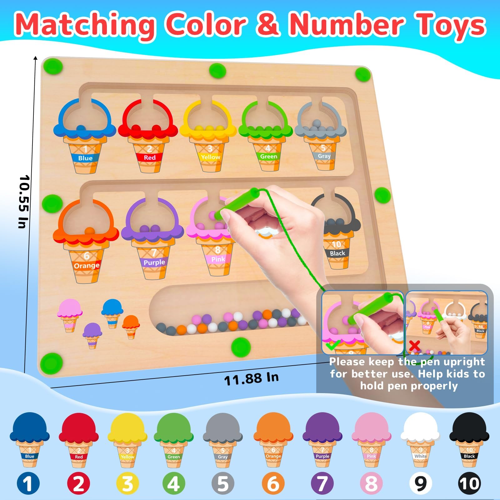 Beads arranged for color matching on MTYOKILN maze tray