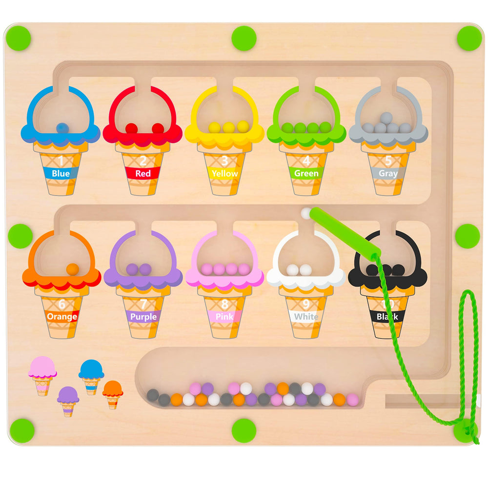 MTYOKILN magnetic color-number maze with ice cream beads for early learning