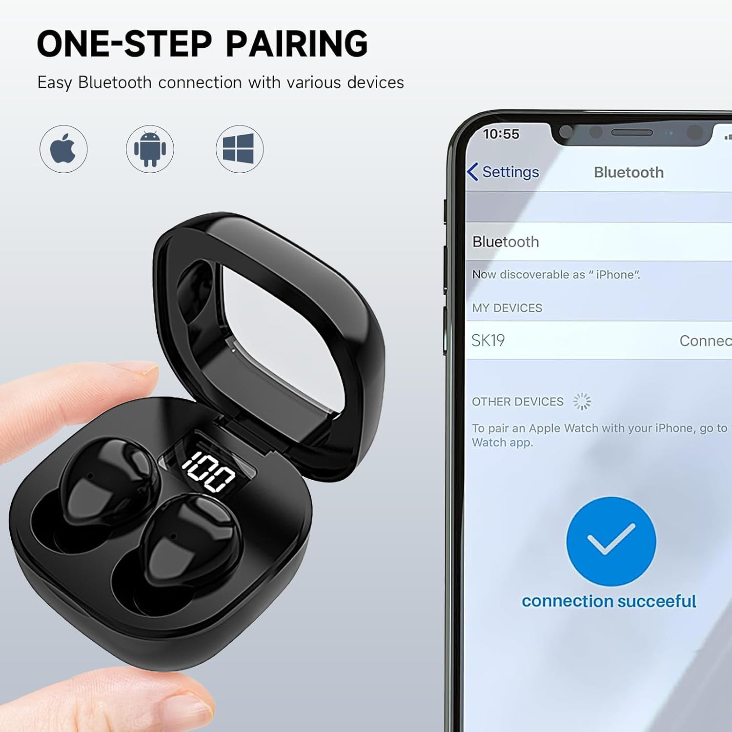 Mudtun Charging Case with 30-hour total battery supports all-day listening.