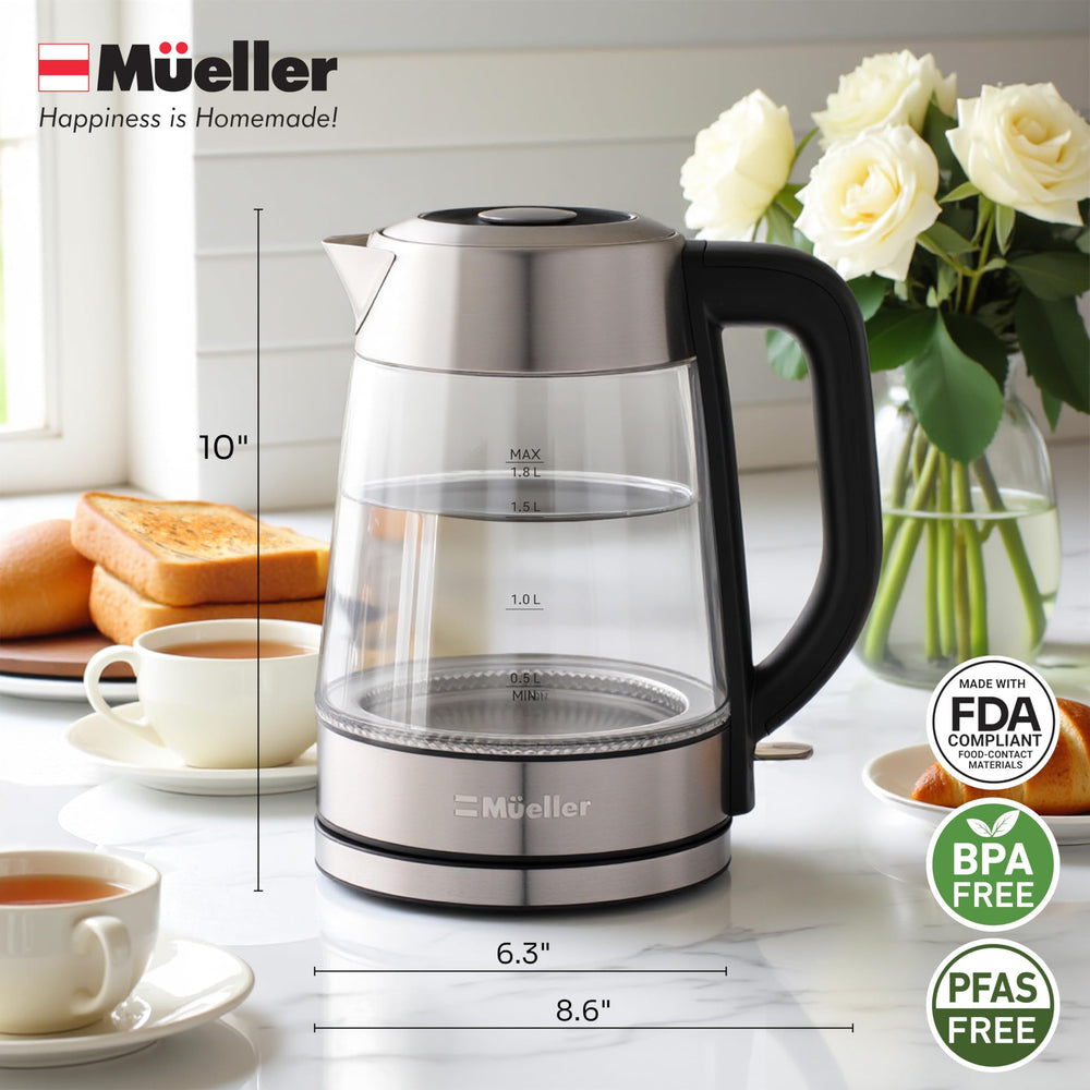 Mueller Rapid Boil BPA-free design supports healthy kitchen use.