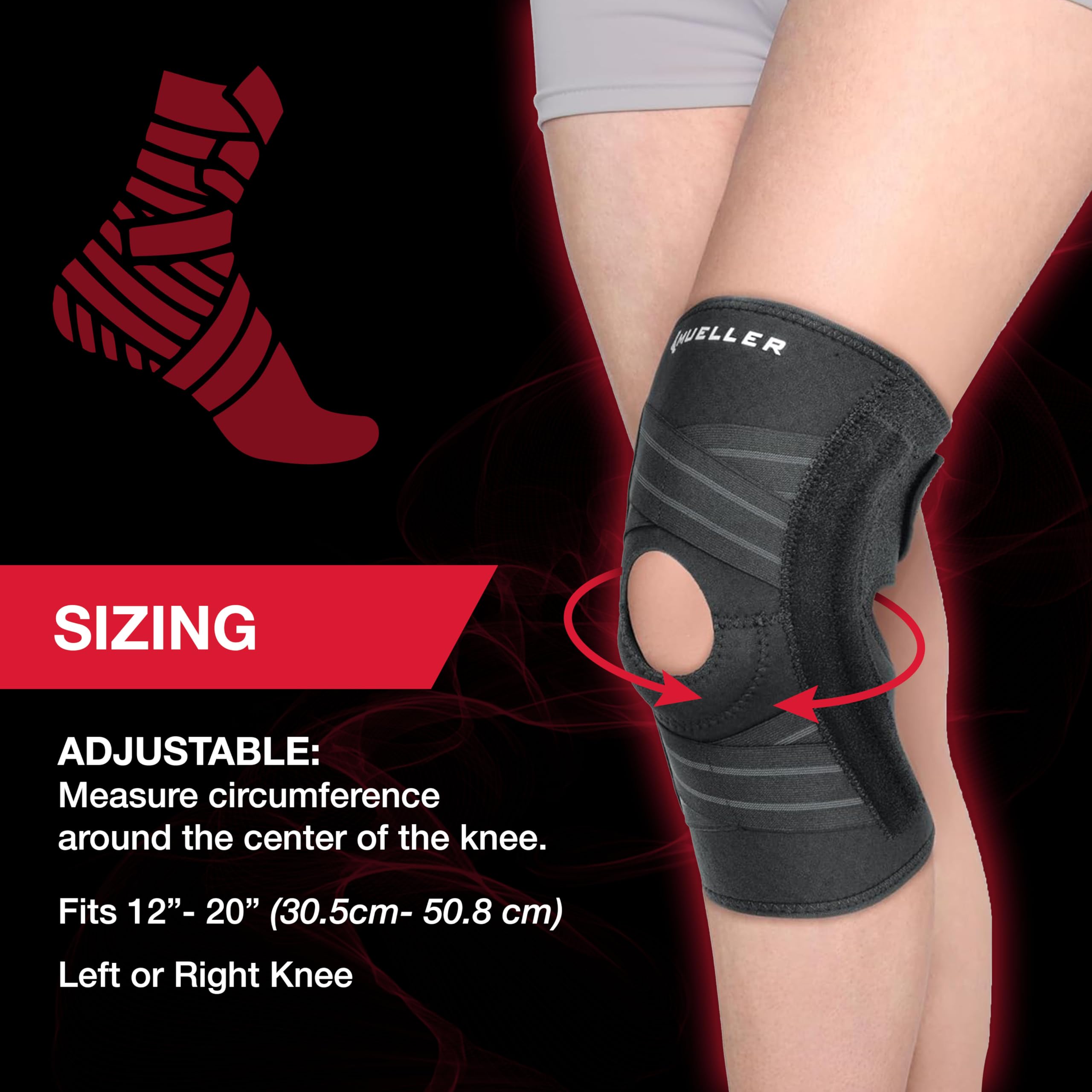Mueller Self-Adjusting Knee Brace breathable mesh keeps skin dry and comfortable