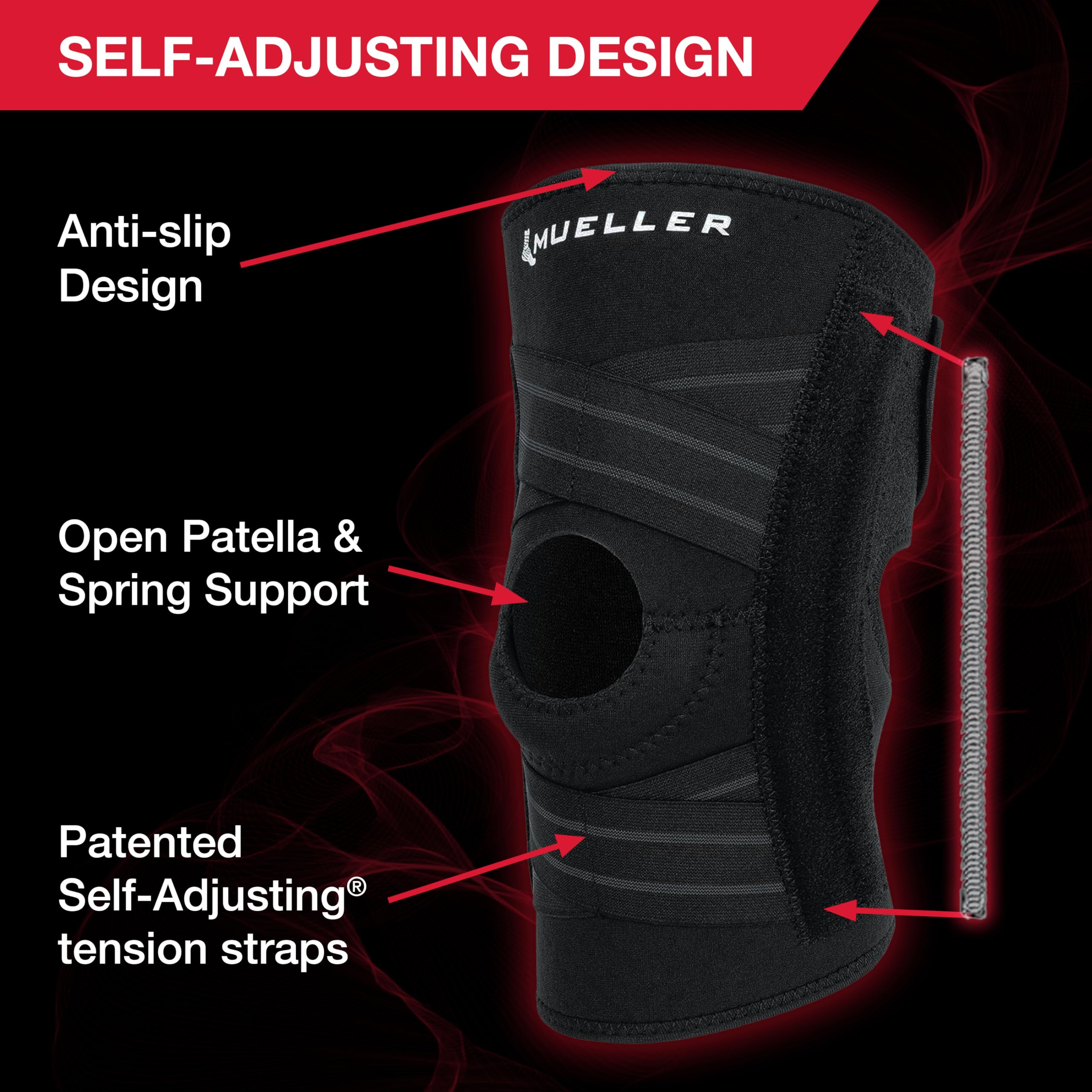 Mueller Self-Adjusting Knee Brace neoprene warmth aids comfort and flexible movement