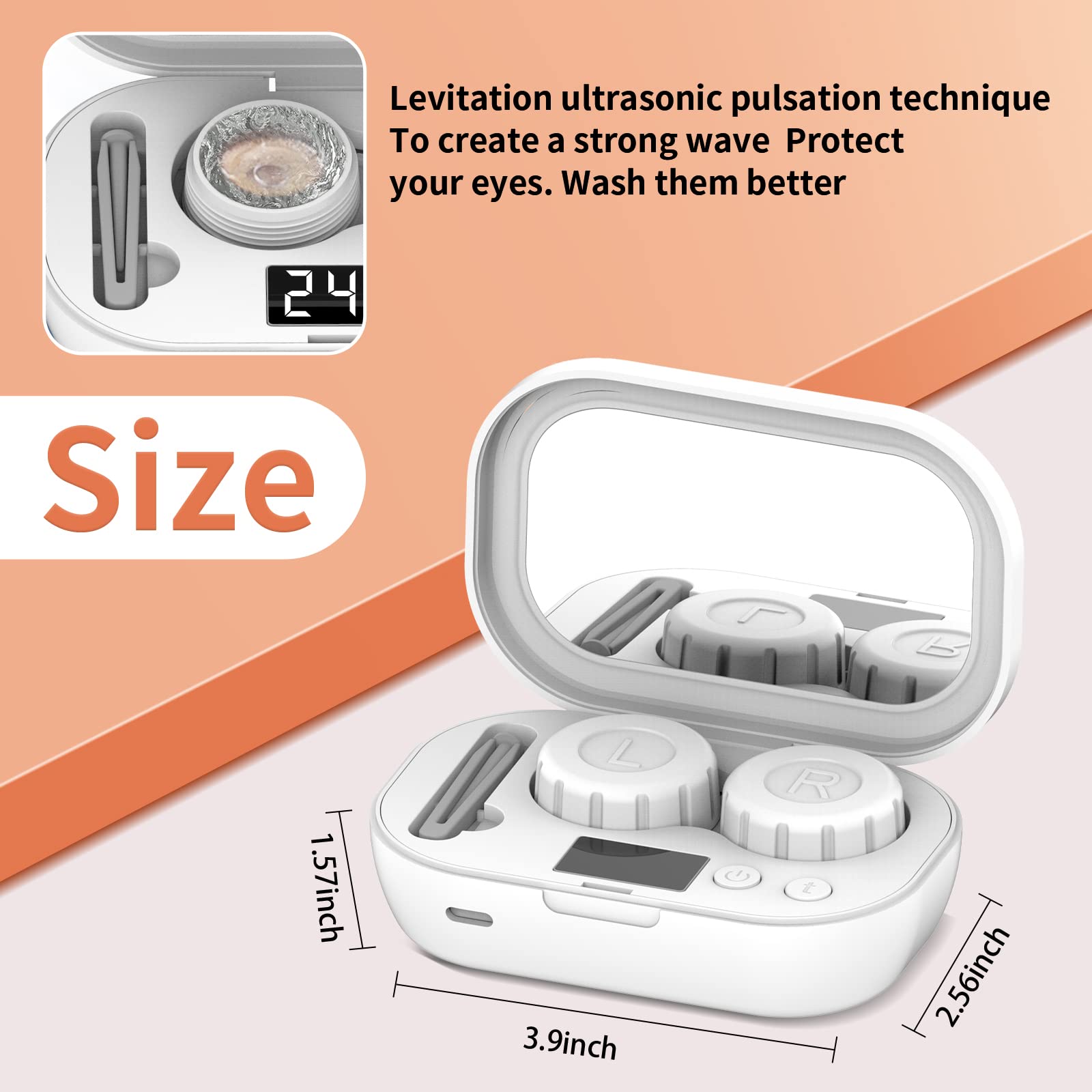 mUGLE cleaning case open with lens remover demonstrates convenient setup