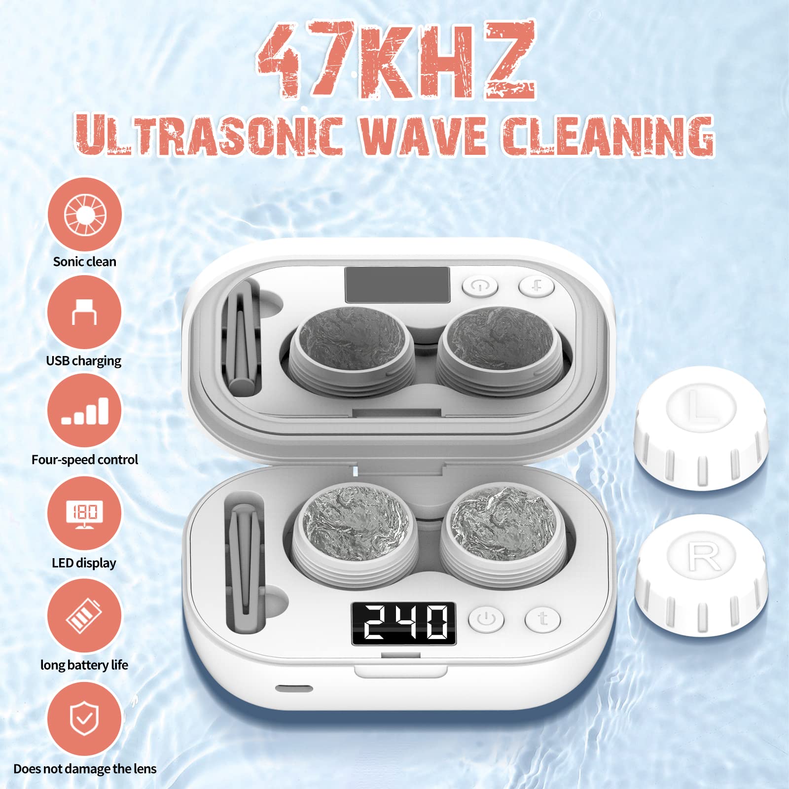 mUGLE portable ultrasonic lens cleaner side view shows compact travel design