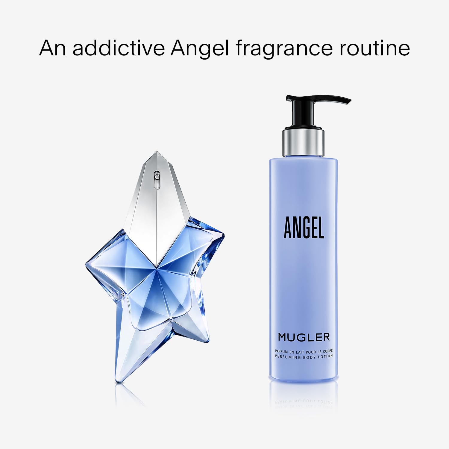 Mugler Angel body lotion packaging highlighting elegant design