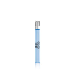 Mugler Angel EDP bottle on vanity, amber-woody scent with bergamot and praline.