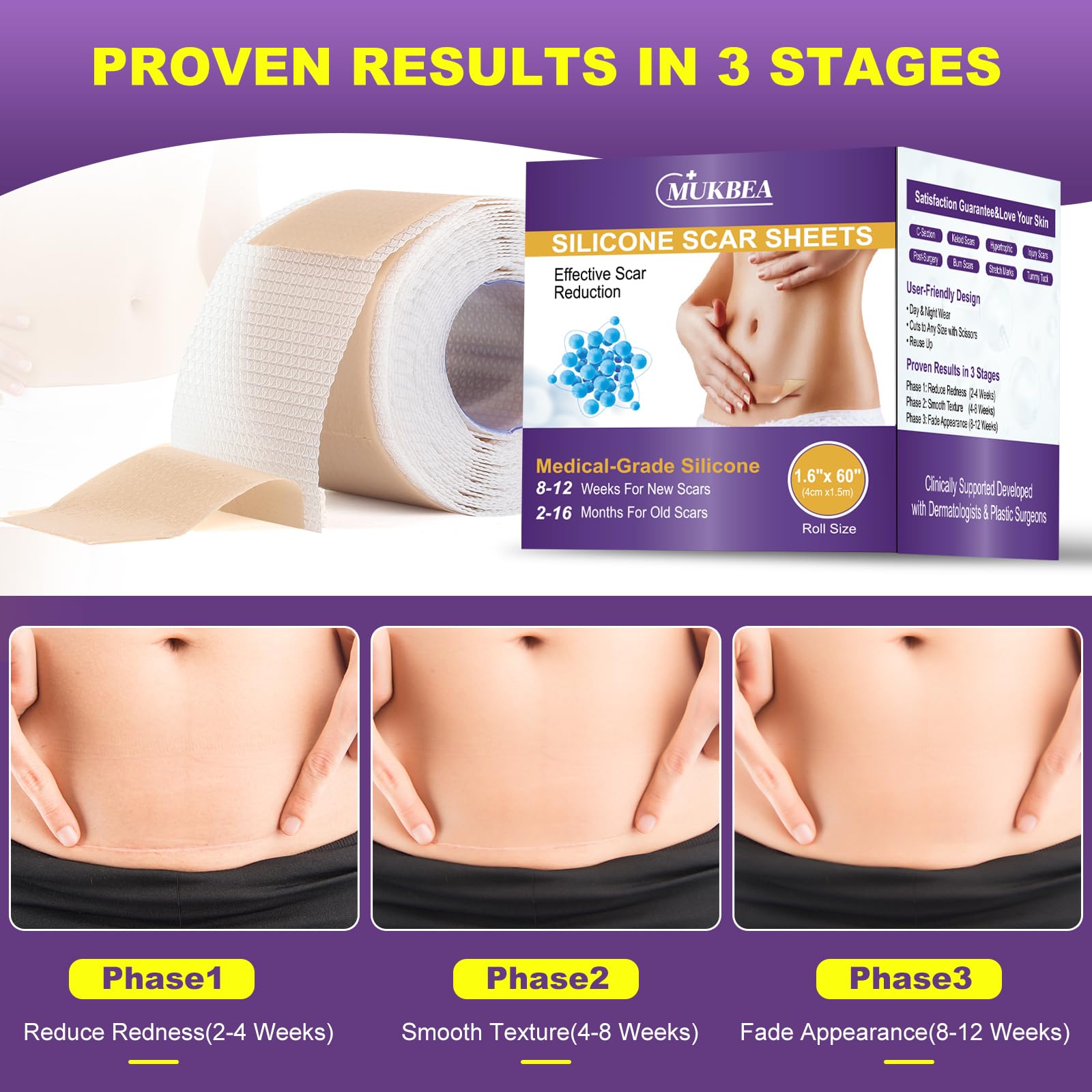MUKBEA soft breathable silicone film on skin for comfortable wear.