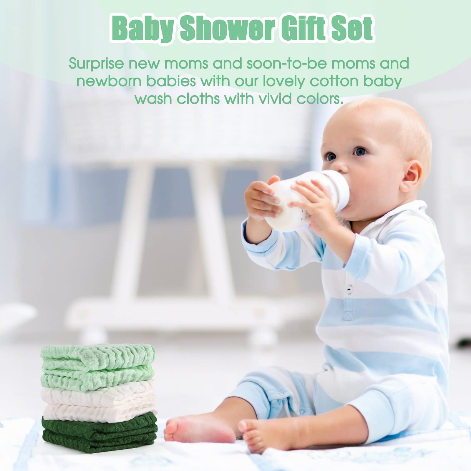 MUKIN absorbent washcloth shown for quick drying after bath time.