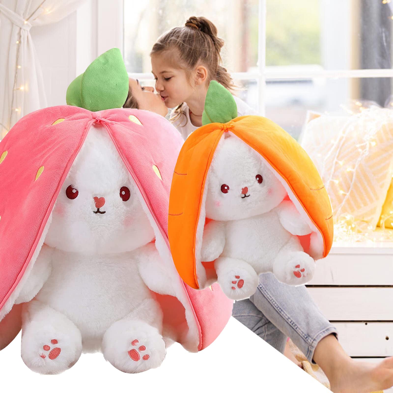 Mukorolee bunny plush with ears decoration, cute room accent