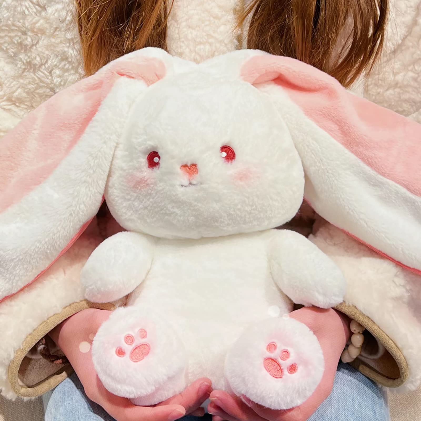 Mukorolee carrot bunny plush 13in, durable companion for reading