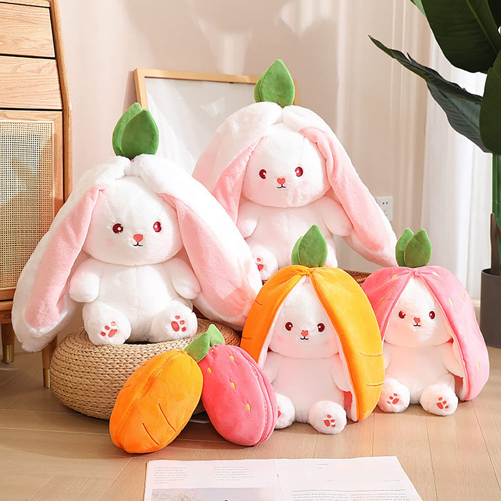 Mukorolee strawberry bunny plush 10in, versatile decor and support