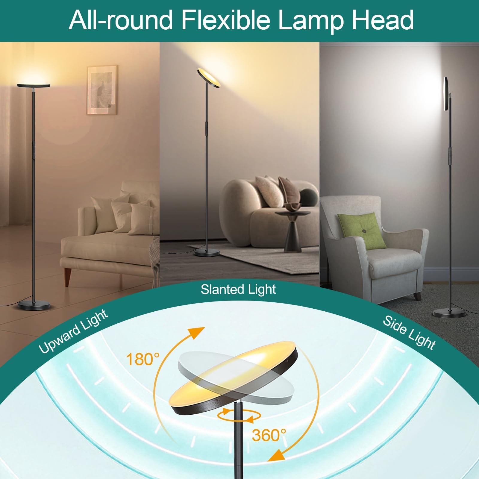 Mukuxin torchiere stepless dimming lets you fine-tune brightness precisely.