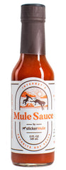Sticker Mule Mule Sauce bottle pour highlights bold heat and versatility