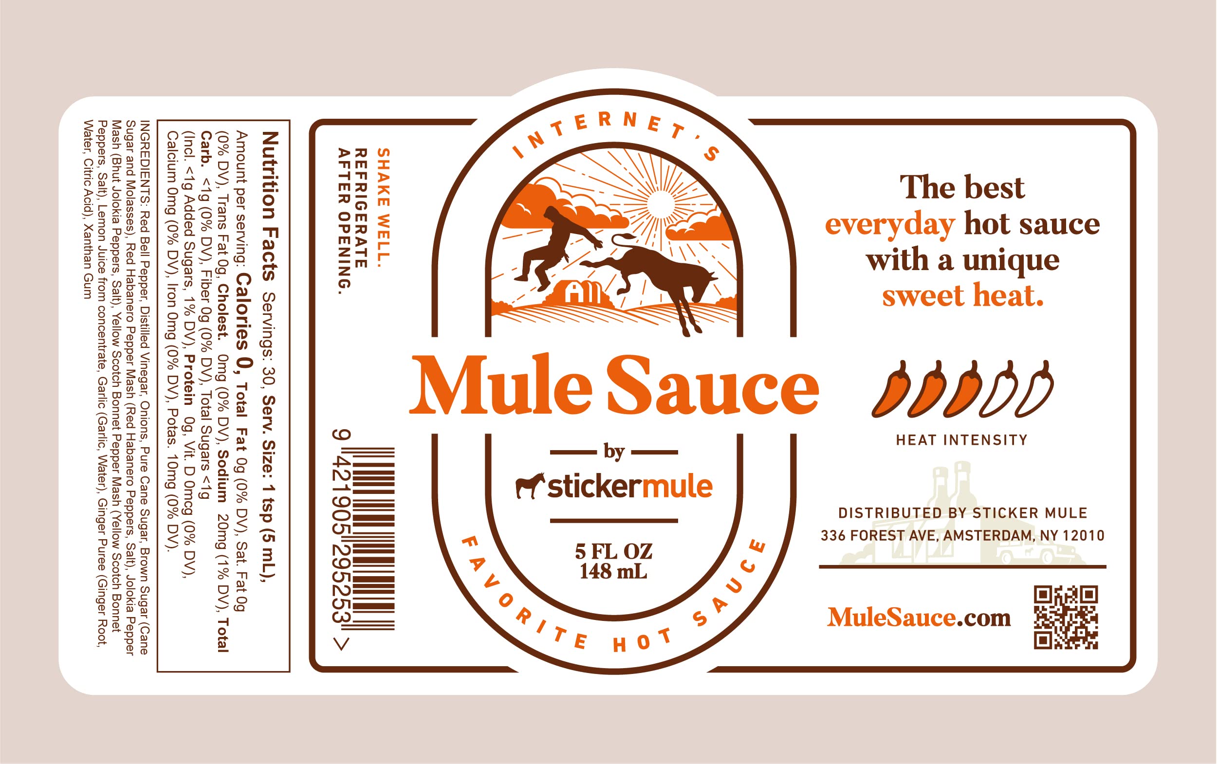Sticker Mule Mule Sauce packaging box emphasizes sturdy packaging