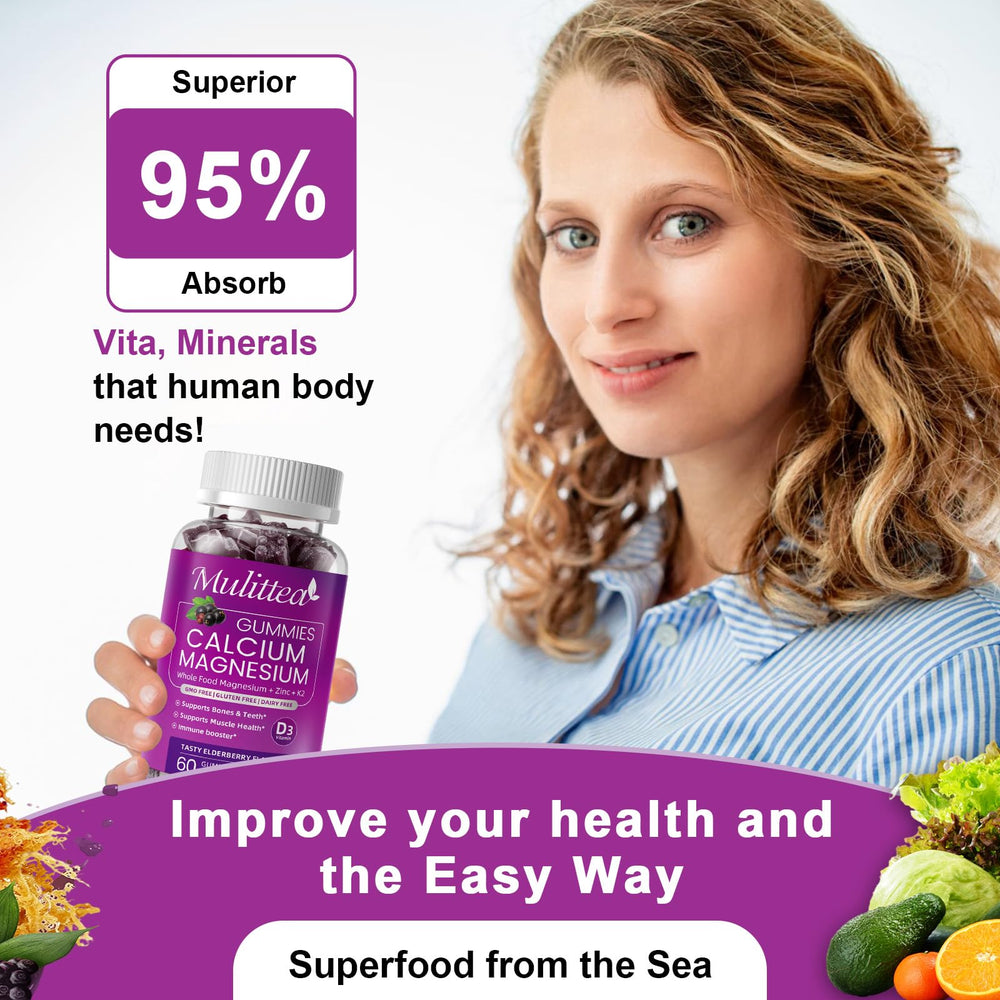 Mulittea packaging illustrating whole-food minerals from algae for bone nutrition